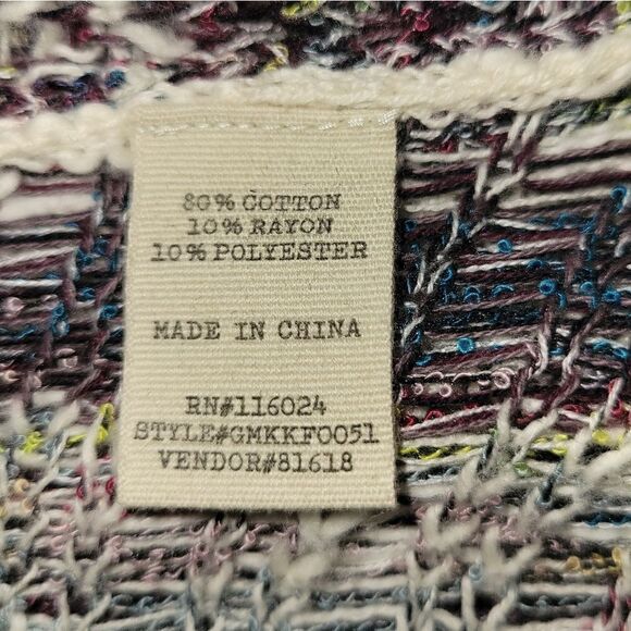 Buckle Knitted Open Front Drape Cardigan Sweater Off White Multi L - Picture 9 of 10